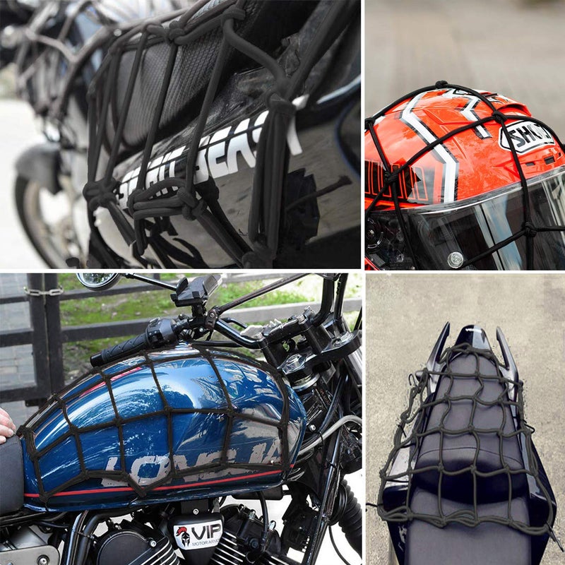 Reliancer 2 Pack of 15.7"x15.7" Bungee Cargo Net Stretches to 30"x30" Elastic Motorcycle Luggage Bungee Netting with 12 Metal Hooks Stretchable Bungee Cord Mesh Load Net Bike Paddle Board Quad Canoe Moped ATV - Image 5